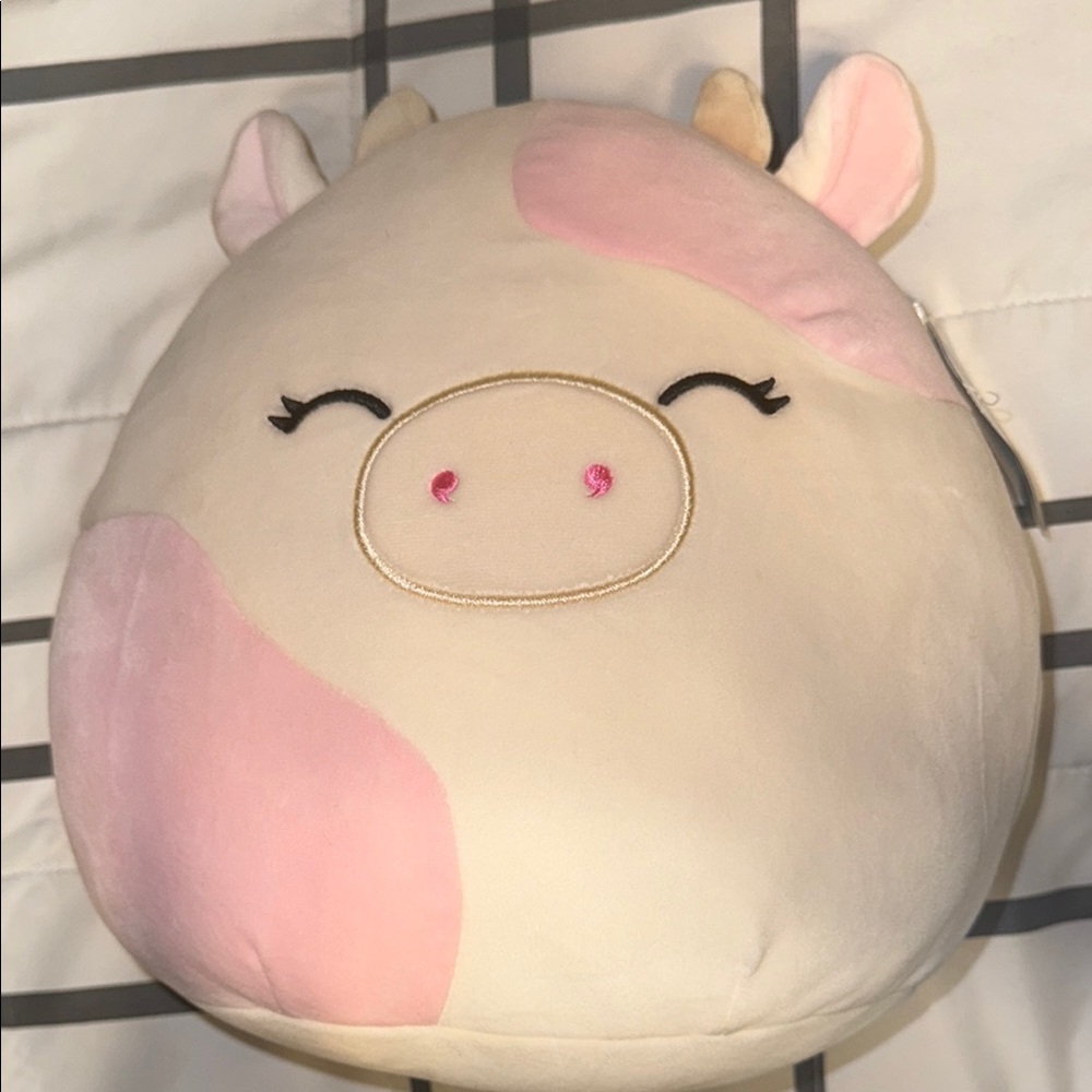 Caedyn the Cow Squishmallows Pink and Cream Cow Plush
